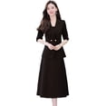 thumbnail image 2 of Joernso 2Pcs/Set Women Outfit Commute Trendy Comfortable Mid-length Light Luxury Streetwear Sling Spring Coat Dress Spring Clothing, 2 of 5