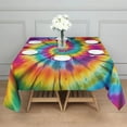 thumbnail image 3 of Colorful Rainbow Tie Dye Spiral Pattern Square Tablecloth,Waterproof Square Table Cover,Wipeable Spillproof Washable Table Cover for Home Kitchen Party Decor 42"X42"(107x107cm), 3 of 6