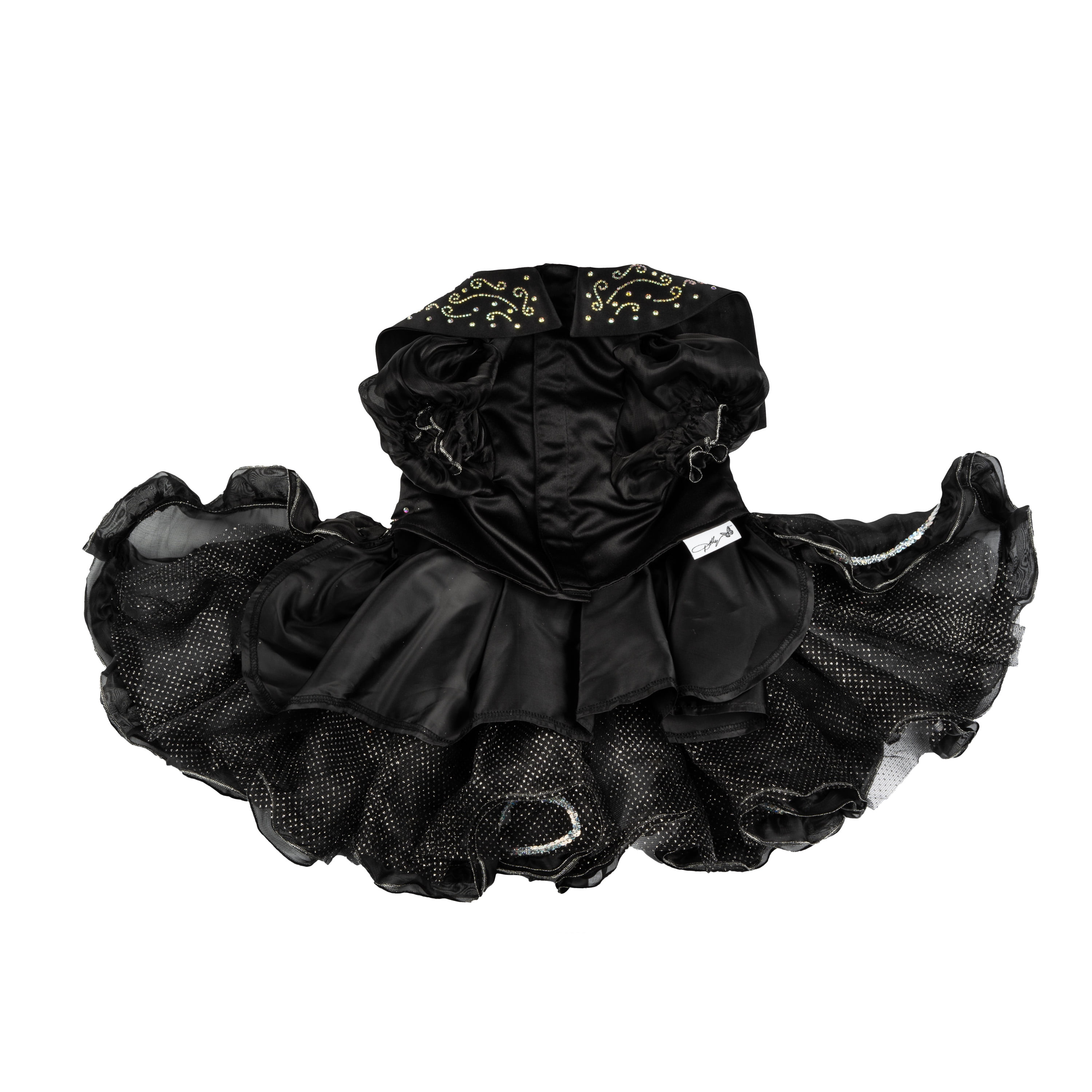 Doggy Parton, Dog and Cat Clothes, Shimmering Evening Pet Dress, Black, XS