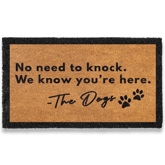 MAINEVENT No Need to Knock Doormat 30x17 Inch, Funny Dog Outdoor Welcome Mat for Outside