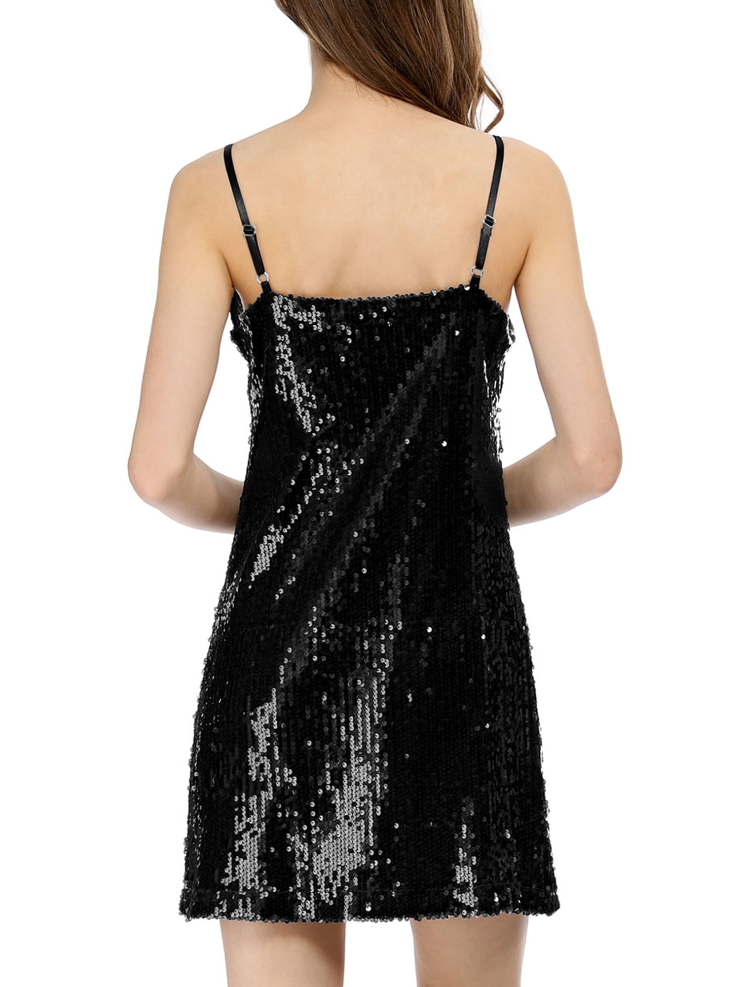 DARING DIVA Halloween Costume Glitter Sequin Spaghetti Strap Dress XS Black