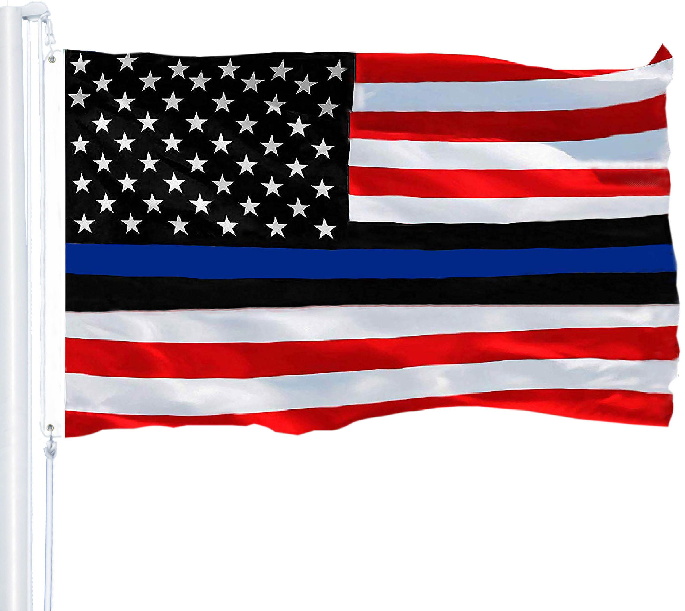 Thin Blue Police Red Line Firefighter American Flag 3x5 Outdoor Police Blue Lives Matter Fireman USA Flags Honoring Law Enforcement Officers with Grommets
