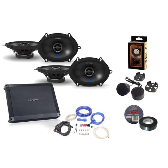 Alpine BBX-F1200 Amplifier & 2 Pair S2-S68 5X7/6X8" Speakers & KIT4 Wiring Kit