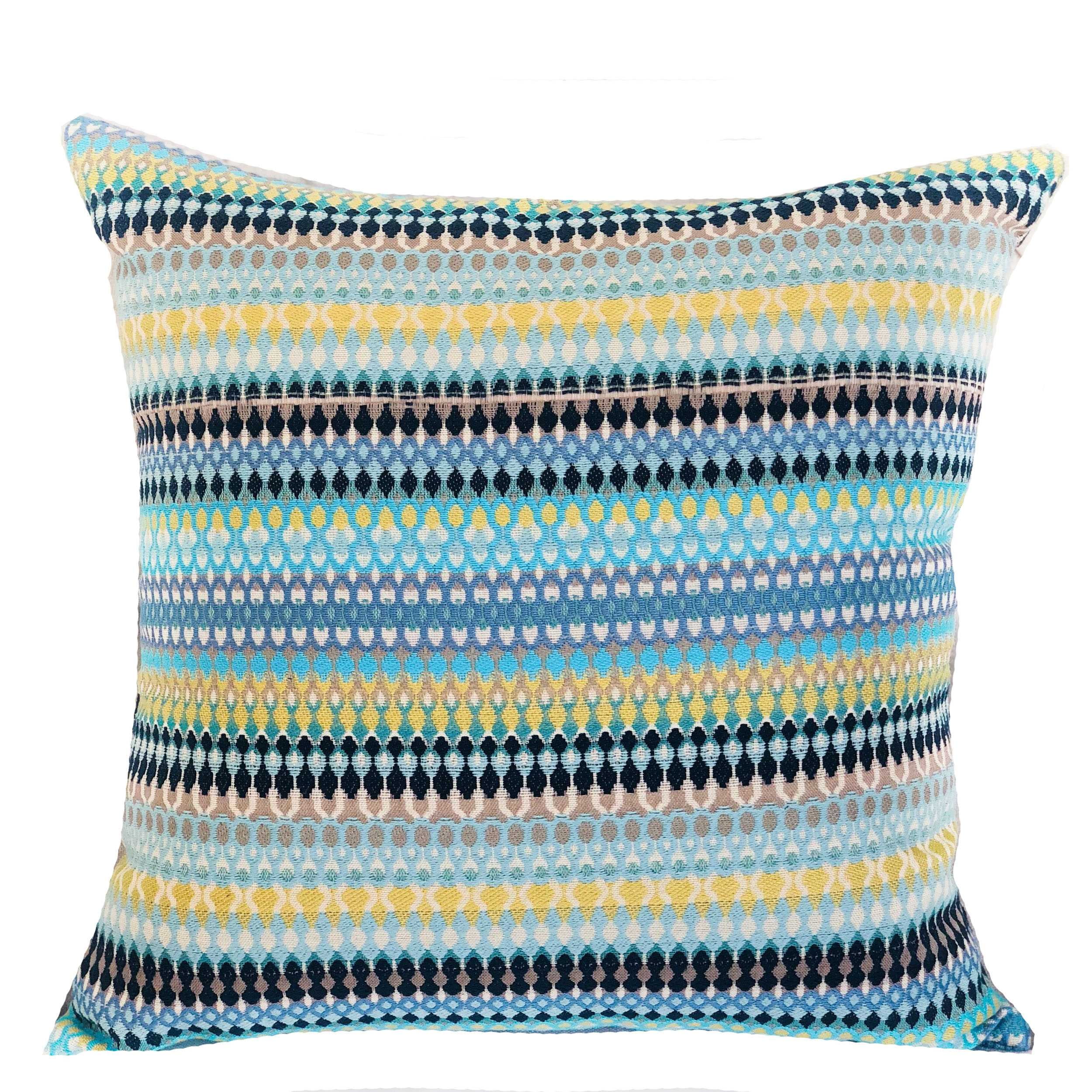 Turquoise Yellow and Navy Handmade Luxury Pillow 24in x 24in - Walmart 