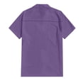 thumbnail image 3 of Designer Spring Summer Men's Casual Cotton Linen Solid Color Short Sleeve Shirts Loose Shirts 4XL, 3 of 4