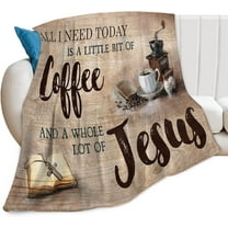 Christian Coffee Blanket Jesus and Coffee Throw Blanket Coffee Gifts and Decor Religious Blanket for Women Men Kids Adults Soft Warm Cozy Fleece Blanket for Couch Sofa ​Bed 50"x40"