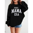 thumbnail image 4 of KimSoong Women Oversized Mama Sweatshirt Mom Crew Neck Long Sleeve Shirts In My Mama Era Letter Print Casual Pullovers Top, Black, 4 of 5