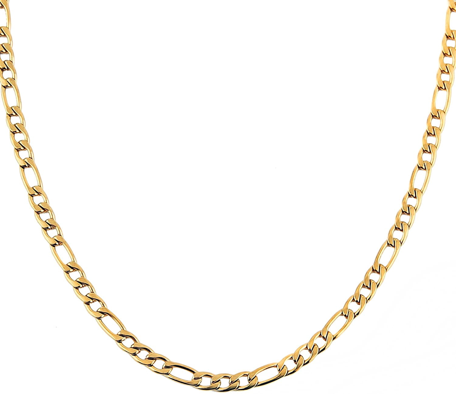 Men Women 24k Real Gold Plated Figaro 