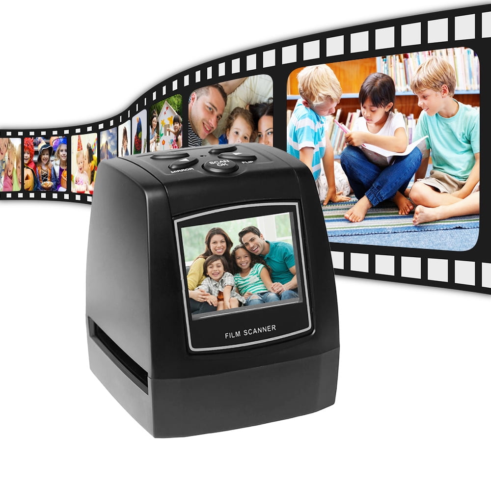 Support Image Preview Playback And Editing Black Support Multiple Languages High-Resolution Black And White Film Slide Scanner Support Sd Card Local Maximum 32Gb Storage Suitable For Office 