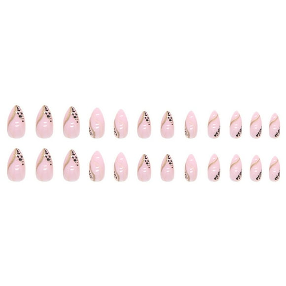 DHARMONAL Leopard Print French Girl Wind Almond Nail Sweet Cool Long Acrylic Nails for Kids Clear Nail Acrylics Super Long Acrylic Nails for Kids on Clear Nails Gel X Nails Coffin Long Natural