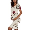 thumbnail image 4 of Taqqpue Women's Maternity Dress Short Sleeve Crew Neck Bodycon Wedding Guest Pregnancy Dresses Printed Fitted Stretch Maternity Clothes Summer Boho Baby Shower Photoshoot, 4 of 6