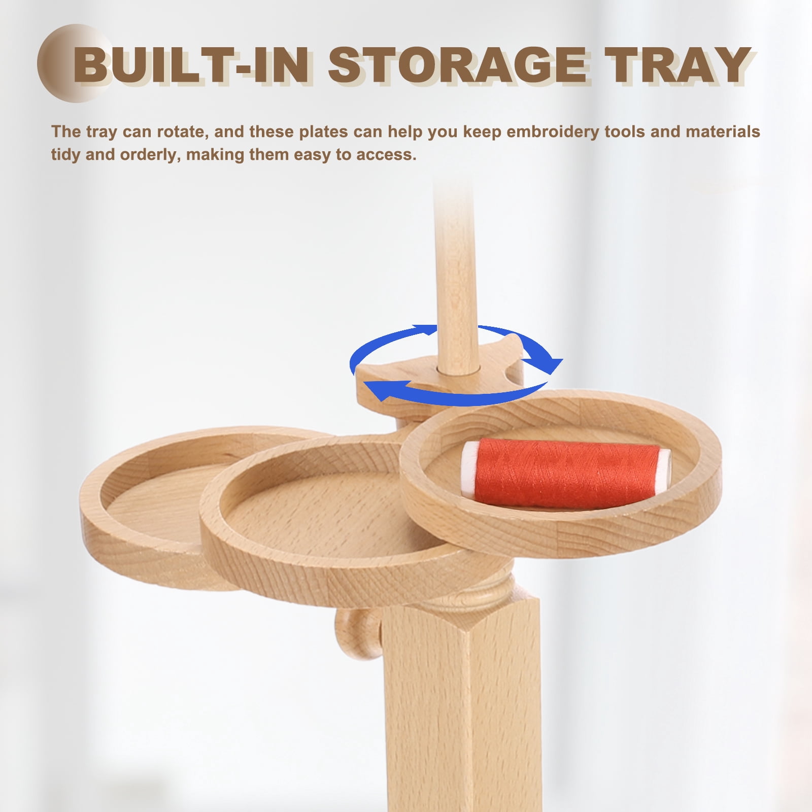 Uxcell Embroidery Hoop Stand, Adjustable Beech Wood Cross Stitch Holder