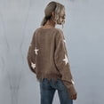thumbnail image 2 of Star Pattern V Neck Long Sleeve Frayed Hem Sweater for Women, 2 of 3