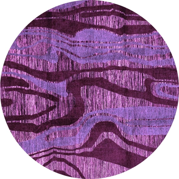 Ahgly Company Indoor Round Abstract Purple Modern Area Rugs, 6' Round