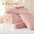 thumbnail image 4 of Lipa Queen Size Comforter Set,5-Piece Bed in a Bag,All Season Bedding Set,Ruched Design,Comforter,Pillowcases and Shams,Pink, 4 of 9