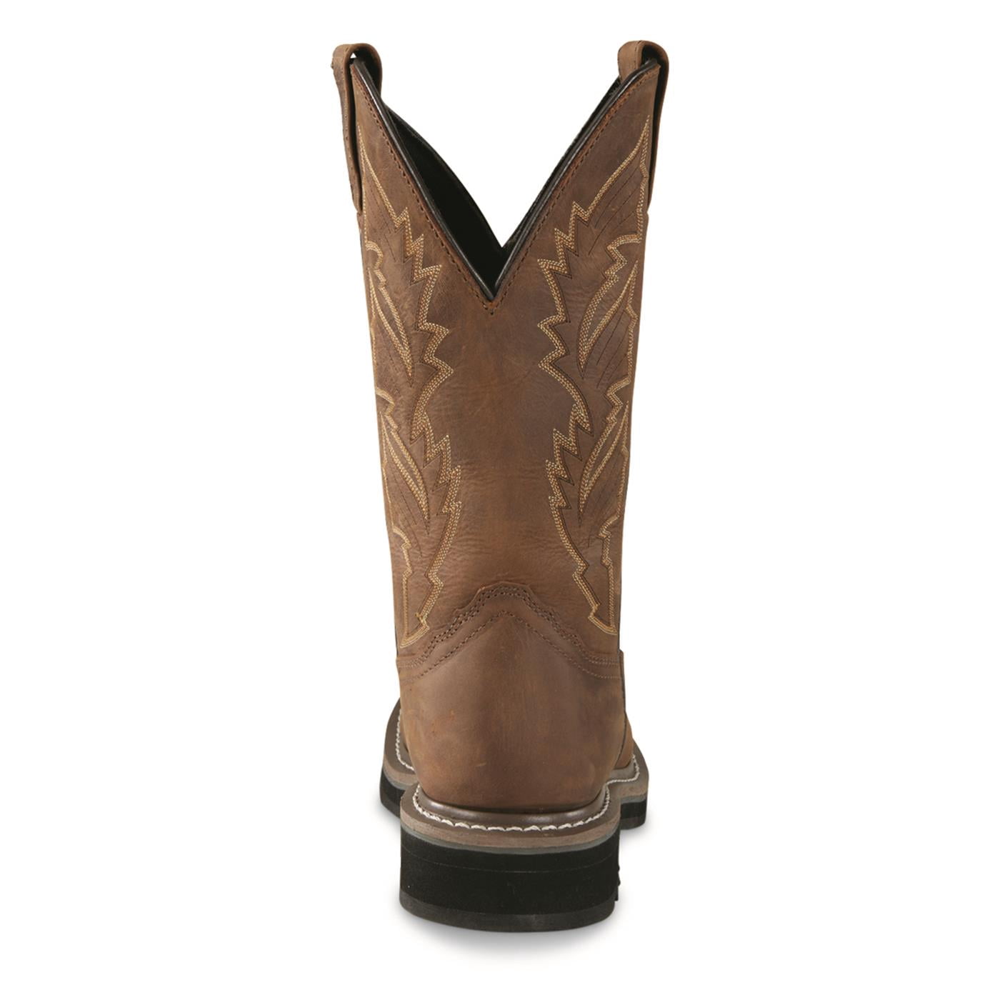 Guide Gear Men's Western Work 2.0 Pull-On Work Boots, Square Toe Distressed Brown 11 2E   (Wide)