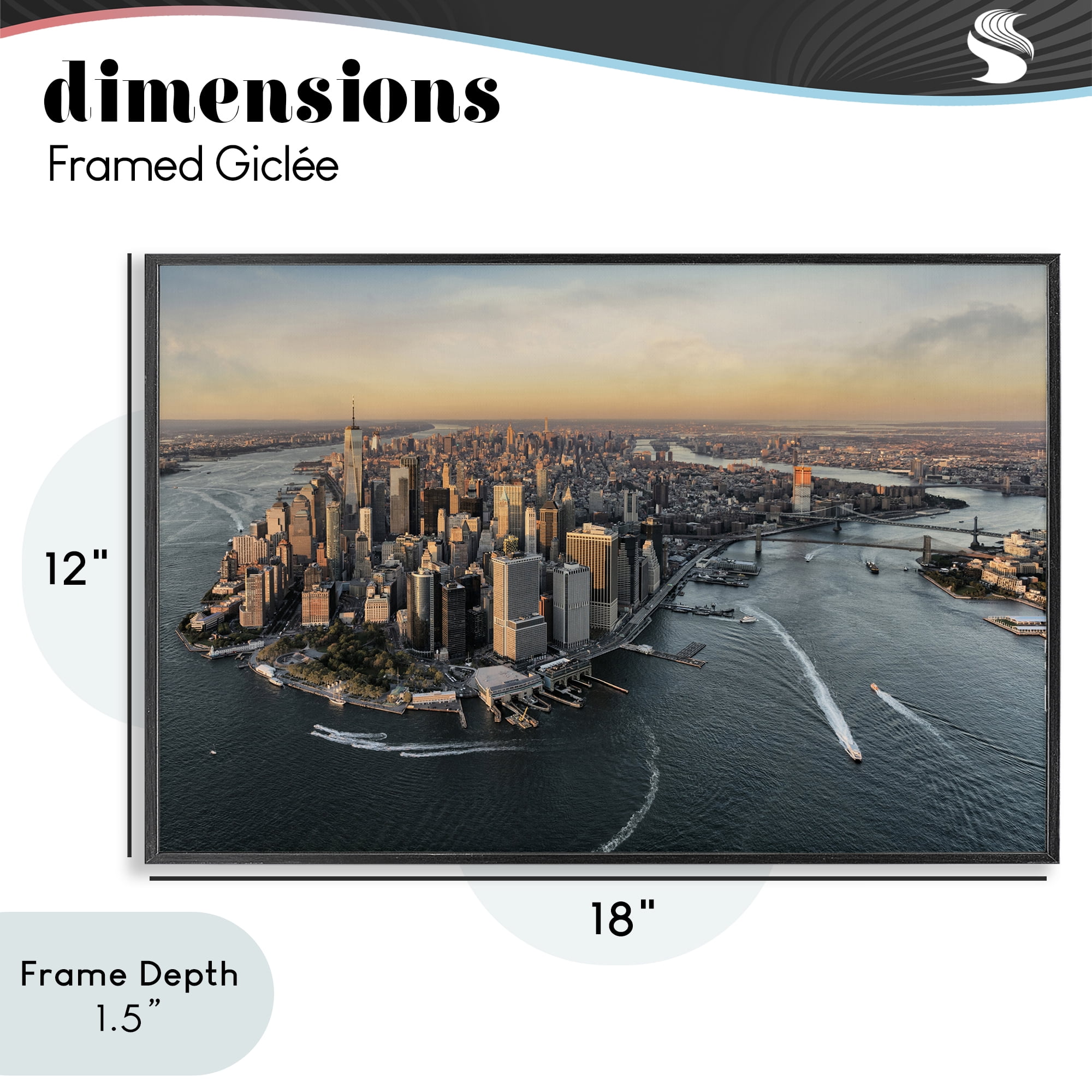 Stupell Industries Manhattan From Above Black Framed Giclee Art, design by Scott Stulberg