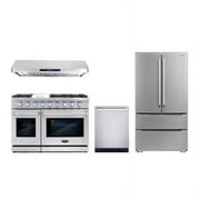 Cosmo COS-EPGR486G 48" Gas Range & Range Hood & Dishwasher & Refrigerator Set