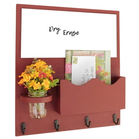 Mail Organizer With Whiteboard One Large Magazine Slot Key Hooks Mason Jar Mail Organizer With Whiteboard One Large Magazine Slot Key Hooks Mason Jar