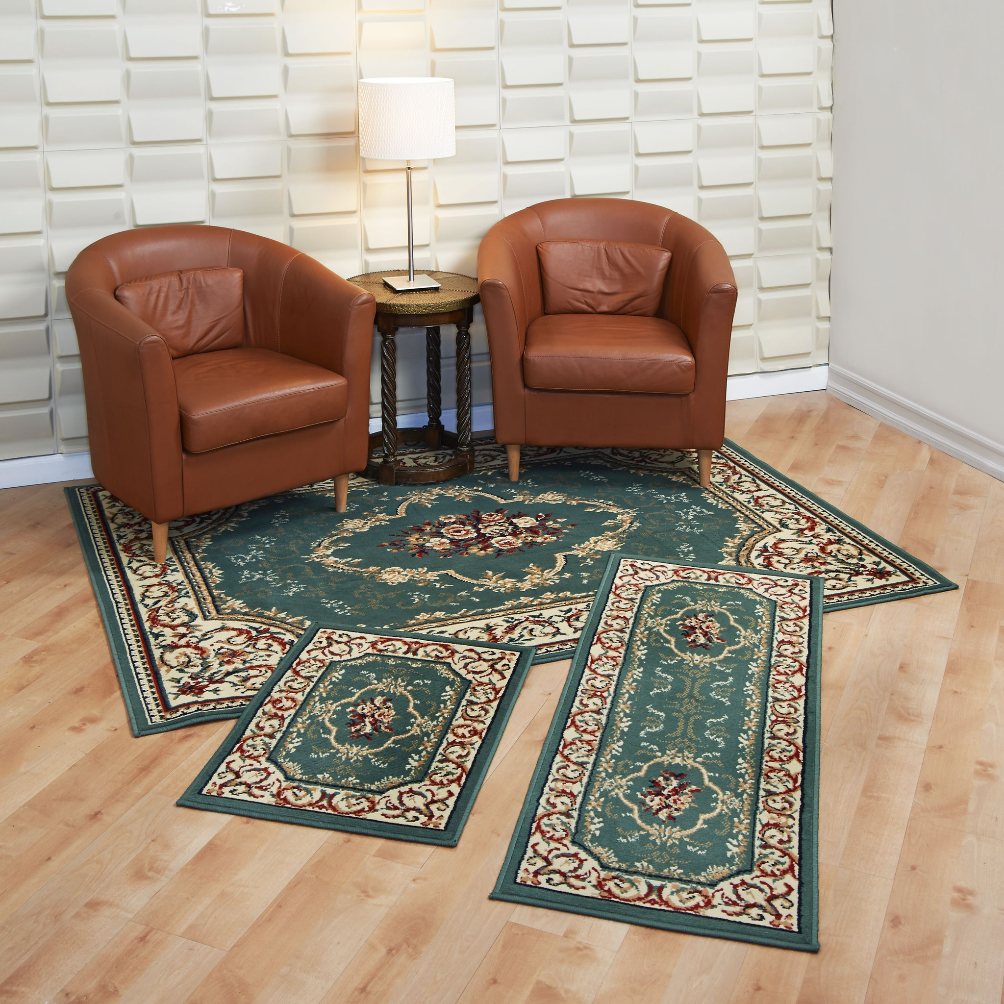 Lorraine Collection 3 Pc Area Rug Set Size 5x7 Rug, 22"x59" Runner, 22