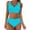 Blue, variant on High Waisted Swimsuits for Women Two Piece Monokini Swinsuit Halter V Neck Backless Bikini Sets Ruched Full Coverage Bottoms Bathing Suit