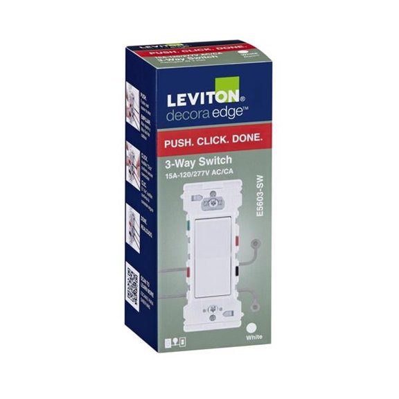 Decora Edge 15A 3-Way Rocker Switch, White