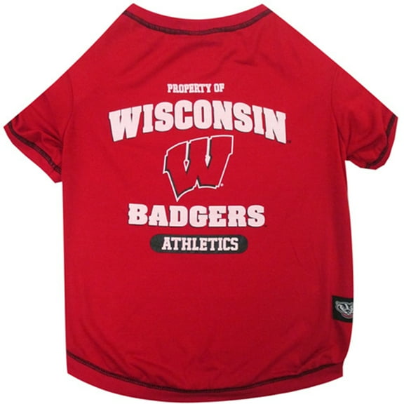 Pets First Collegiate Wisconsin Badgers Pet Dog T-Shirt in 5 Sizes - Medium