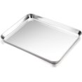 thumbnail image 1 of Small Baking Toaster Oven Pan P&P CHEF Stainless Steel Toaster Oven Tray Rectangle .\uD x .\uD x \uD Non Durable Mirror Finish Easy Clean, 1 of 7