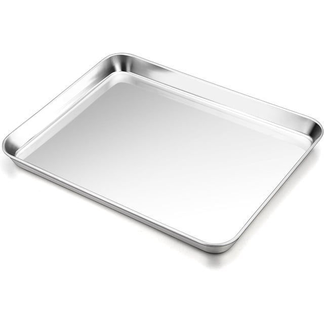 Small Baking Toaster Oven Pan P&P CHEF Stainless Steel Toaster Oven Tray Rectangle .\uD x .\uD x \uD Non Durable Mirror Finish Easy Clean