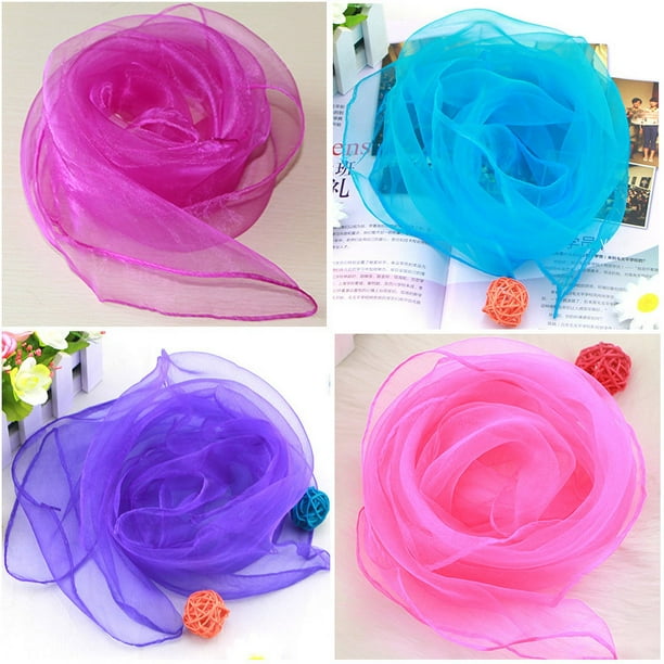 Pañuelo de seda pequeño para espectáculos de danza en jardín de infantes, pequeño cuadrado, color caramelo, gasa de color sólido