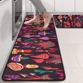 thumbnail image 2 of Kitchen Rugs Sets Of 2,Colorful Mushroom Fantasy Black Pattern Anti Fatigue Kitchen Mat Rugs Non Slip Washable,Decorative Kitchen Floor Mats for Kitchen,Sink,Laundry,17"x47"+17"x47", 2 of 5