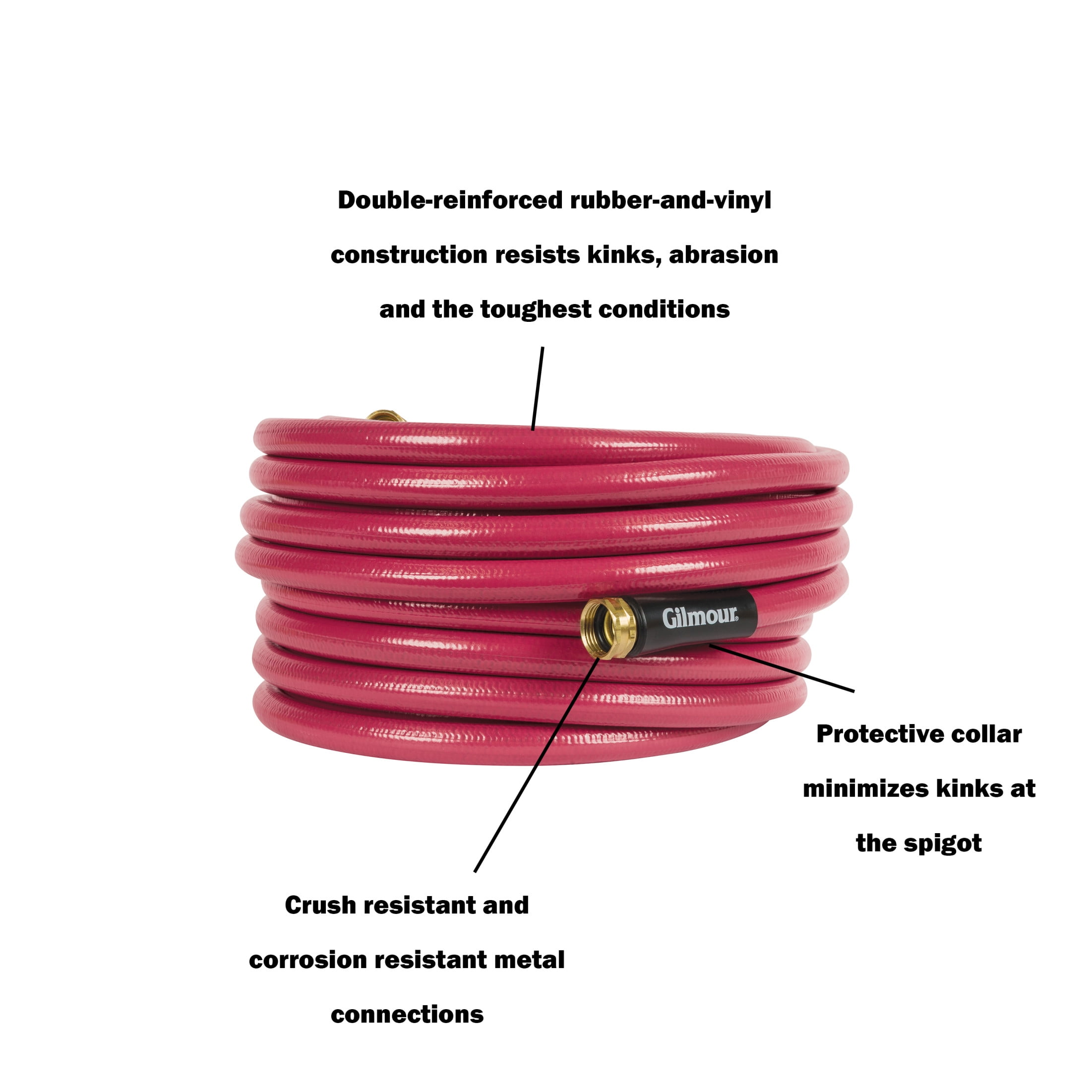 Gilmour Pro Farm & Ranch Water Garden Hose, 5/8" x 90', Heavy-Duty 500 PSI, Kink-Resistant, Made in