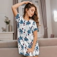 thumbnail image 3 of Daiia Lilies Flowers Print Women's Nightshirt Soft Nightgowns for Women Short Sleeve dress Short-sleeved Sleepwear, 3 of 6