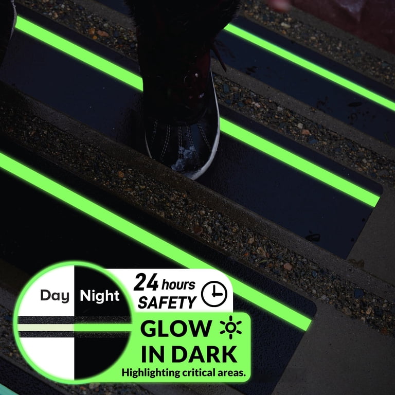 Ceridwen Anti Slip Tape With Glow In Dark Stripe For Stairs, 2 InchX16