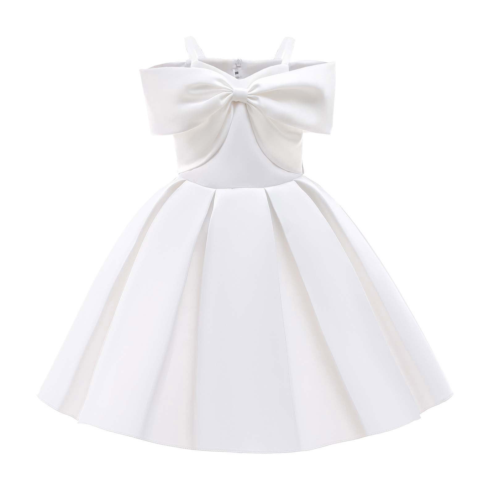 SXcggal One Robe Élégante pour Filles, Épaules Dénudées, Ligne A, Robe Décontractée de Fête, Douce, Mignonne, Robe Décontractée pour Enfants