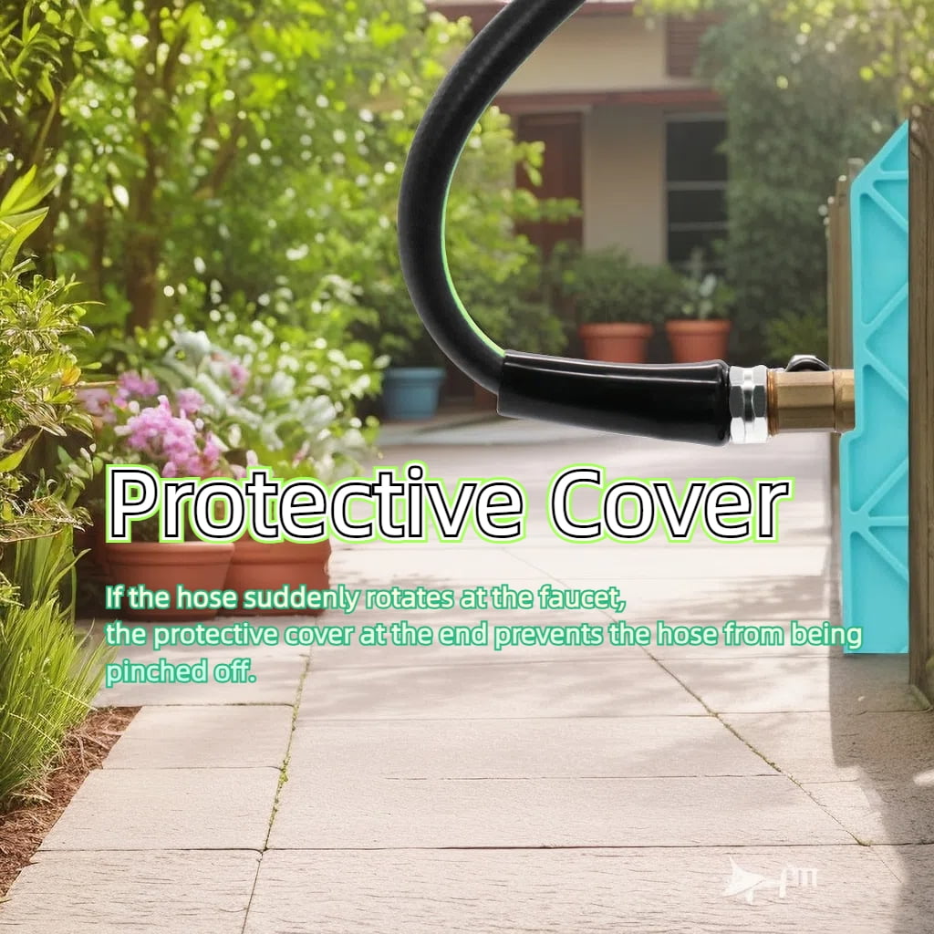 100ft Garden Hose 5/8" Heavy Duty Rubber Hydrid Water Hose 600 PSI with 10-Function Water Sprayer