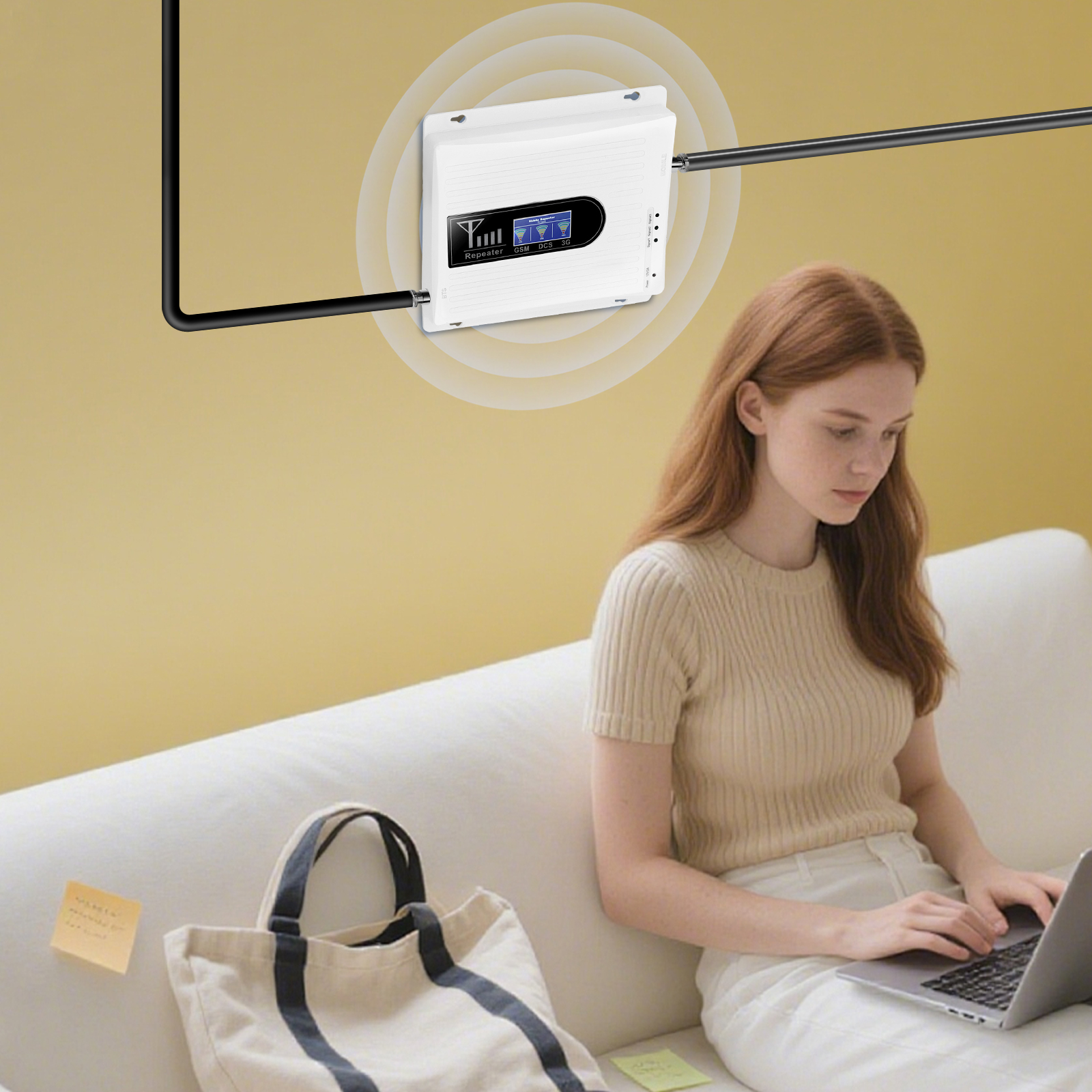 Aluminum Alloy Cell Phone Signal Booster, GSM 3G 4G LTE Amplifier Kit, 900/1800/2100MHz