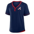 thumbnail image 2 of Women's Fanatics Navy Atlanta Braves League Diva Star Raglan V-Neck T-Shirt, 2 of 5