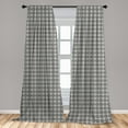thumbnail image 5 of Abstract Curtains 2 Panels Set, Geometric Pattern with Retro Crossed Lines Square and Round Motif Image, Window Drapes for Living Room Bedroom, 56"W X 63"L, Grey and Off White, by Ambesonne, 5 of 5