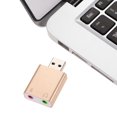 thumbnail image 4 of Gold Aluminum Alloy USB 2.0 External Sound Card, 7.1 Channel 3D Audio Adapter with Xear Simulation Software, Plug & Play for PC, Laptop, PS4, Android, Mac OS - 3.5mm Mic & Headphone Jacks, Compact, 4 of 6