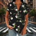 thumbnail image 4 of Blczomt Summer Women Shirts Trendy Black V Neck Blouse Short Sleeve Cute Graphic,XXL, 4 of 6
