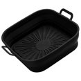 thumbnail image 3 of Bandejas para hornear cuadradas, gruesas y plegables de 8 pulgadas para una cocina saludable, elementos esenciales de cocina, revestimientos de silicona negros inodoros para freidoras, 3 of 8