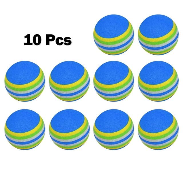 10Pc Golf Swing Training Foam Balls Indoor Practice Rainbow Sponge Balls