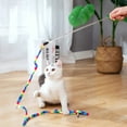 thumbnail image 4 of FYNIGO Interactive Cat Feather Toys for Indoor Cats Kittens,2 Retractable Cat Teaser Wand and 1 Rainbow Wand with 9 Refills and 2 Spare Hook(14 Pack), 4 of 7