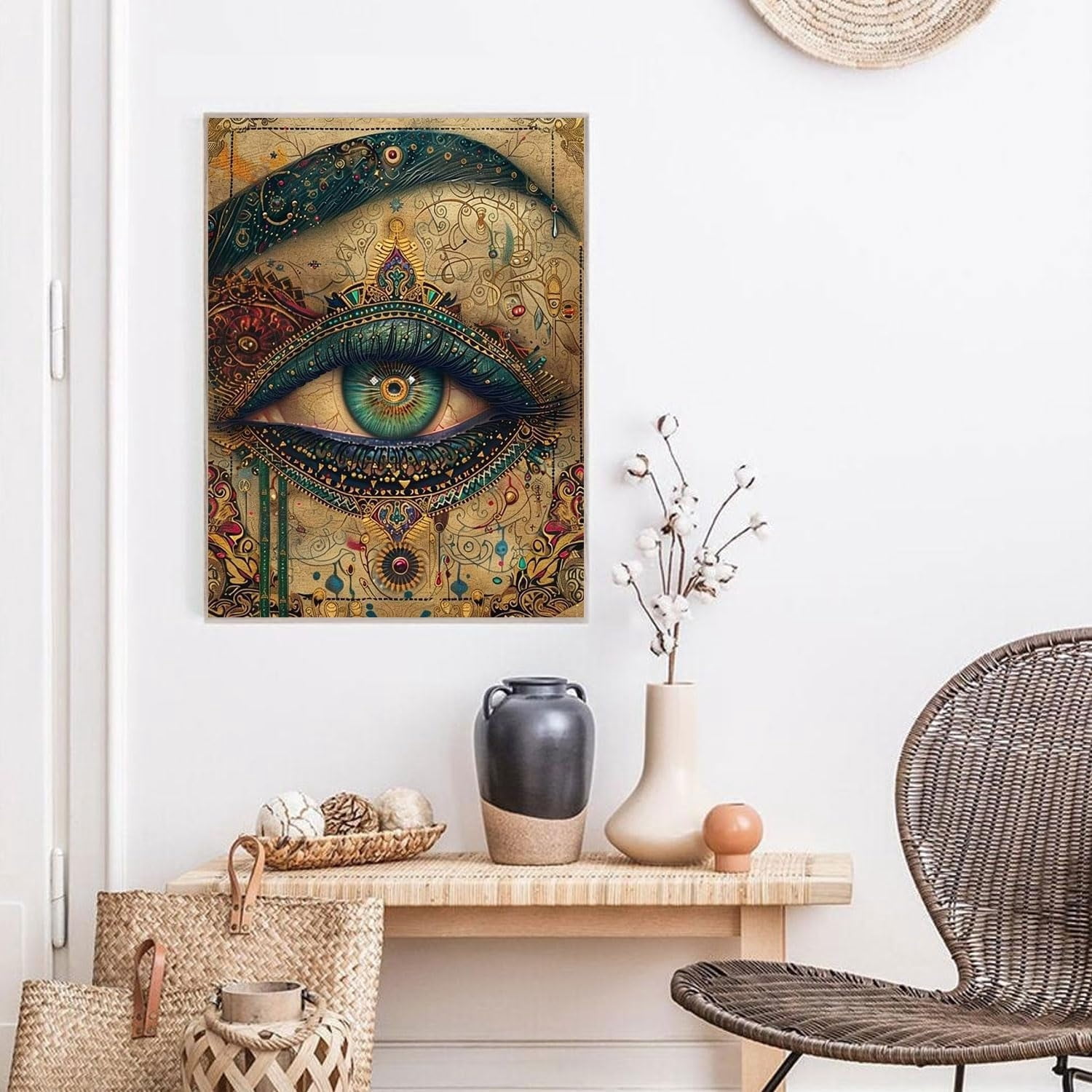 Ghost DIY Diamond Painting Set, Black Cat Round Full Diamond Diamond Points (For Adult Beginners), Halloween 5D Diamond Painting Set, Gem Art Crafts Set, Home Decoration 16X20 Inch Frameless