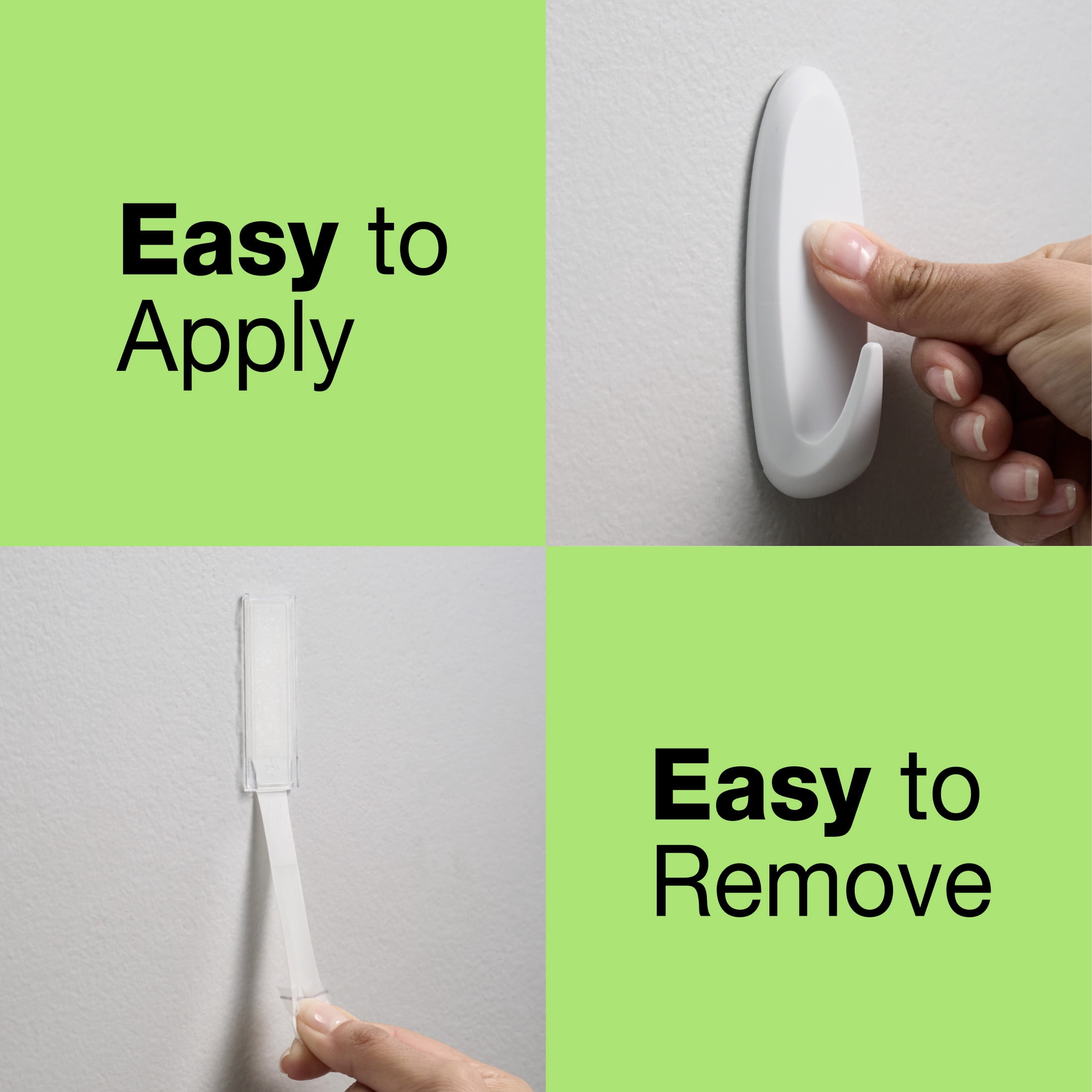 FrogTape reMOVEables Heavy-Duty Large Hook, White, 2 Hooks and 4 Strips