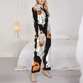 thumbnail image 3 of Honeii Halloween Ghosts And Pumpkins Print Women's Pajama Sets Long Sleeve Button Down Sleepwear Nightwear Soft Pjs Lounge Sets 2PCS-Large, 3 of 7