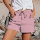 thumbnail image 3 of MKLEKYY Pantalones Cortos Deportivos para Mujer, Moda Femenina, Primavera y Verano, A Rayas, con Cordón, Bolsillos Laterales, Pantalones Cortos Casuales, 3 of 4