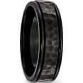 thumbnail image 4 of Stainless Steel Polished And Hammered Black Ip-Plated 7mm Band (Size 8) Made In China sr333-8, 4 of 5