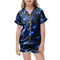 thumbnail image 2 of Zshosam Teen Girl Pajama Set Girls Pajamas Set Short Sleeve Sleepwear Summer Lounge Set Soft Pjs for Kids Size 12T 13T,(Blue 12-13 Years), 2 of 4